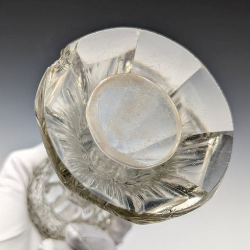 1910年 英国アンティーク 純銀装飾 カットグラス 花瓶 383g C C May & Sons